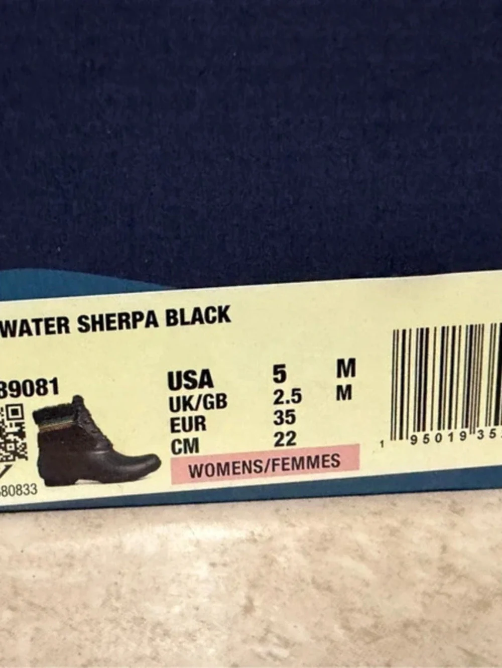 NIB Sperry Saltwater Sherpa Black Duck Boots Size 5 M